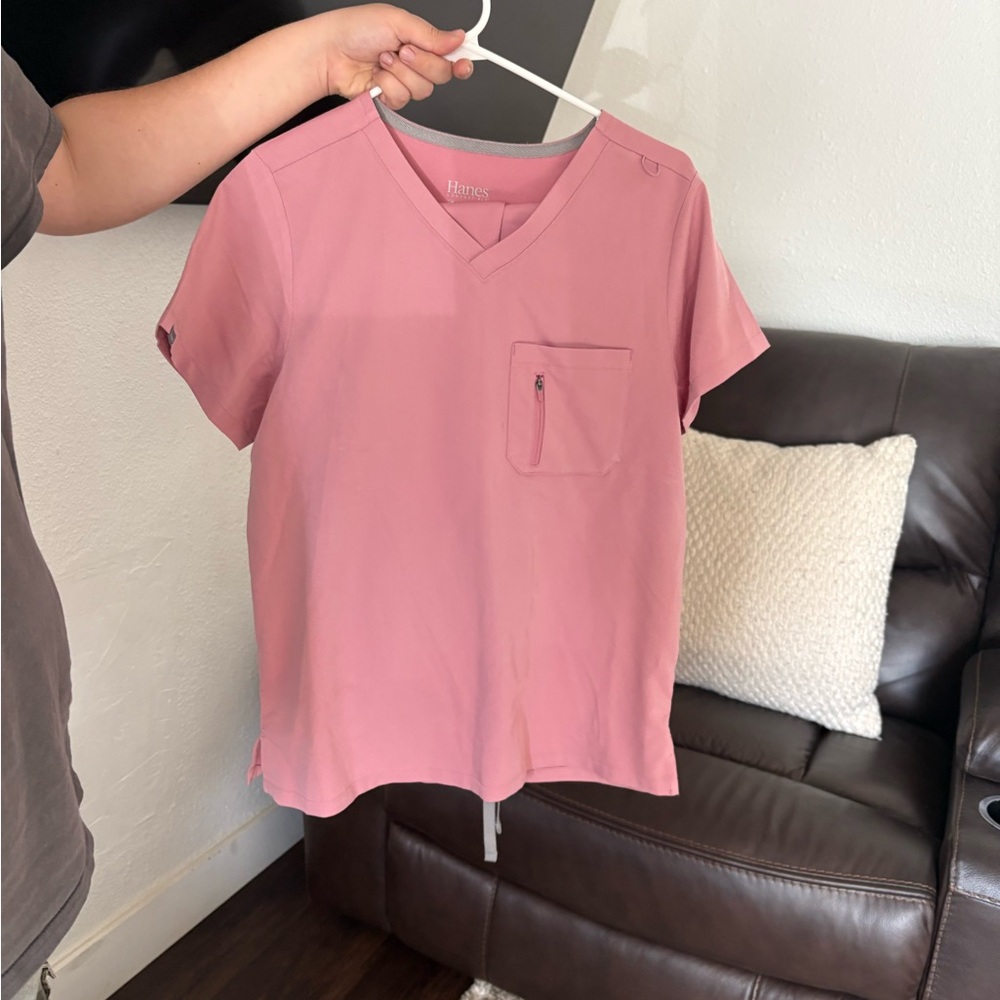 Hanes Women's Soft Pink V-Neck Tee